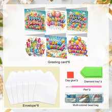 Load image into Gallery viewer, 6PCS Birthday DIY Diamond Art Greeting Cards Congratulations Cards & Gifts