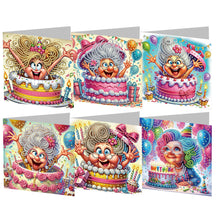 Load image into Gallery viewer, 6PCS Birthday Surprise DIY Diamond Art Greeting Cards Congratulations Cards