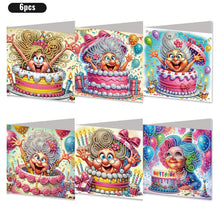 Load image into Gallery viewer, 6PCS Birthday Surprise DIY Diamond Art Greeting Cards Congratulations Cards