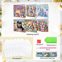 Load image into Gallery viewer, 6PCS Dog Birthday DIY Diamond Art Greeting Cards Congratulations Cards & Gifts