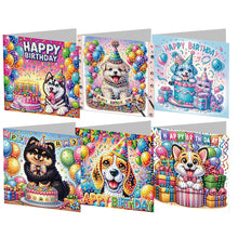 Load image into Gallery viewer, 6PCS Dog Birthday DIY Diamond Art Greeting Cards Congratulations Cards & Gifts