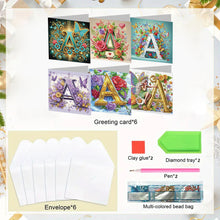 Load image into Gallery viewer, 6PCS Letter A DIY Diamond Art Greeting Cards Congratulations Cards & Gifts