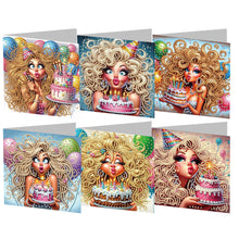 Load image into Gallery viewer, 6PCS Birthday Beauty DIY Diamond Art Greeting Cards Congratulations Cards & Gift