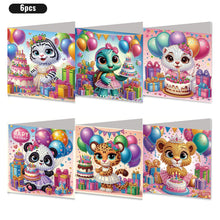 Load image into Gallery viewer, 6PCS Animal Birthday DIY Diamond Art Greeting Cards Congratulations Cards & Gift
