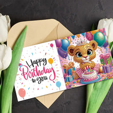 Load image into Gallery viewer, 6PCS Animal Birthday DIY Diamond Art Greeting Cards Congratulations Cards & Gift