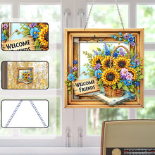 Load image into Gallery viewer, 2D Flat Acrylic DIY Welcome Friends Hanging Diamond Art Kits Wall Door Decoratio