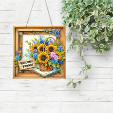 Load image into Gallery viewer, 2D Flat Acrylic DIY Welcome Friends Hanging Diamond Art Kits Wall Door Decoratio