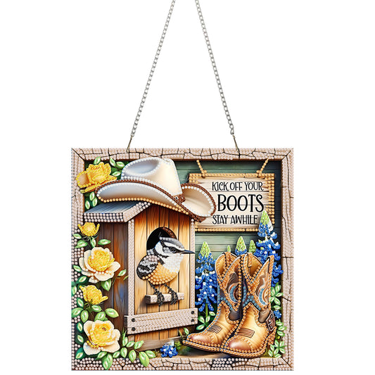 2D Flat Acrylic DIY Boots Hanging Diamond Art Kits Wall Door Decoration)