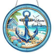 Load image into Gallery viewer, 2D Flat Acrylic DIY Beach House Hanging Diamond Art Kits Wall Door Decoration