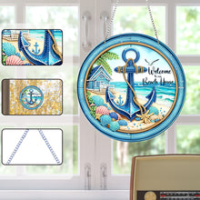 Load image into Gallery viewer, 2D Flat Acrylic DIY Beach House Hanging Diamond Art Kits Wall Door Decoration