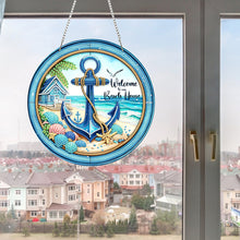 Load image into Gallery viewer, 2D Flat Acrylic DIY Beach House Hanging Diamond Art Kits Wall Door Decoration