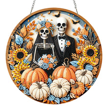 Load image into Gallery viewer, 2D Flat Acrylic DIY Halloween Skeleton Couple Hanging Diamond Art Kits