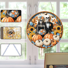 Load image into Gallery viewer, 2D Flat Acrylic DIY Halloween Skeleton Couple Hanging Diamond Art Kits