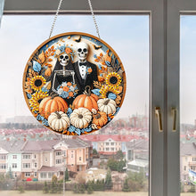 Load image into Gallery viewer, 2D Flat Acrylic DIY Halloween Skeleton Couple Hanging Diamond Art Kits
