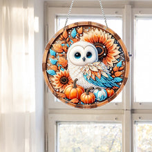 Load image into Gallery viewer, 2D Flat Acrylic DIY Autumn Owl Hanging Diamond Art Kits Wall Door Decoration