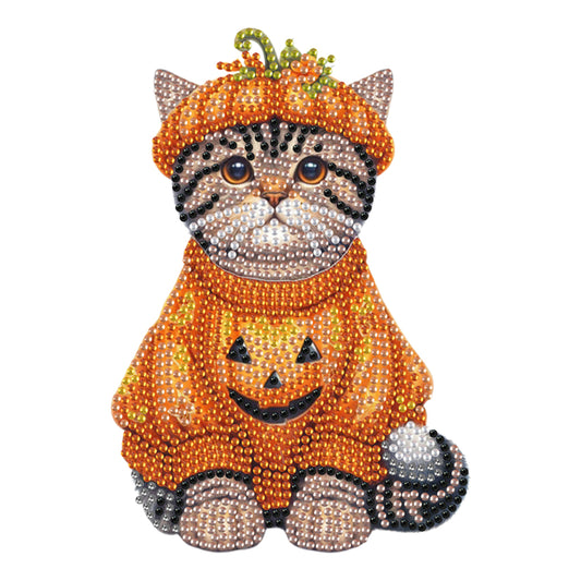 2D Flat Pumpkin Cat DIY Shaking Head Diamond Painting Desktop Decorations