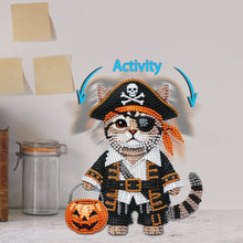 Load image into Gallery viewer, 2D Flat Pirate Cat DIY Shaking Head Diamond Painting Desktop Decorations