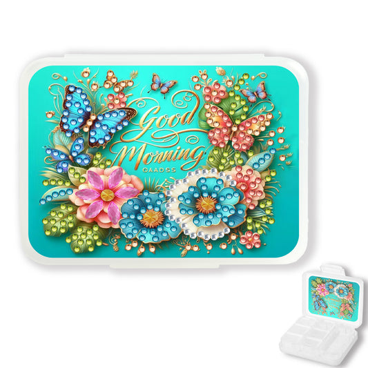 Flowers Rhinestones Pill Storage Box Diamond Painting Pill Case for Art Craft