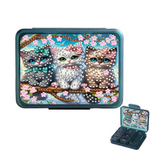 Load image into Gallery viewer, Cat Rhinestones Pill Storage Box Diamond Painting Pill Case for Art Craft