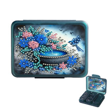 Load image into Gallery viewer, Flowers Birds Pond Rhinestones Pill Storage Box Diamond Painting Pill Case