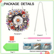 Load image into Gallery viewer, 2D Flat Acrylic DIY Skull Wreath Hanging Diamond Art Kits Wall Door Decoration