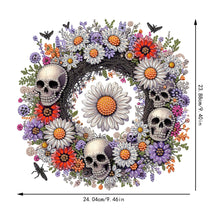 Load image into Gallery viewer, 2D Flat Acrylic DIY Skull Wreath Hanging Diamond Art Kits Wall Door Decoration