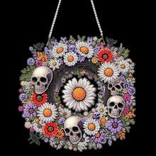 Load image into Gallery viewer, 2D Flat Acrylic DIY Skull Wreath Hanging Diamond Art Kits Wall Door Decoration