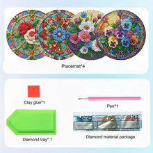 Load image into Gallery viewer, 4pcs DIY Diamond Dot Kits Flowers Diamond Painting Placemats Projects for Beginner