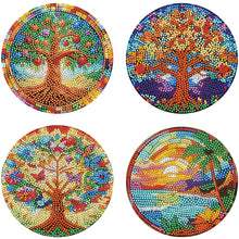 Load image into Gallery viewer, 4pcs DIY Diamond Dot Kits Tree Diamond Painting Placemats Projects for Beginner