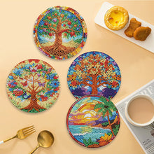 Load image into Gallery viewer, 4pcs DIY Diamond Dot Kits Tree Diamond Painting Placemats Projects for Beginner