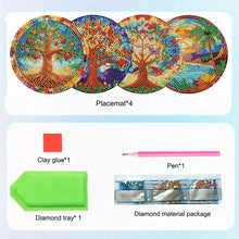 Load image into Gallery viewer, 4pcs DIY Diamond Dot Kits Tree Diamond Painting Placemats Projects for Beginner