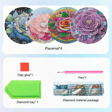 Load image into Gallery viewer, 4pcs DIY Diamond Dot Kits Rose Diamond Painting Placemats Projects for Beginners
