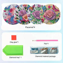 Load image into Gallery viewer, 4pcs DIY Diamond Dot Kits Flowers Diamond Painting Placemats Projects for Beginners