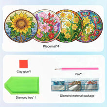 Load image into Gallery viewer, 4pcs DIY Diamond Dot Kits Flowers Diamond Painting Placemats Projects for Beginners