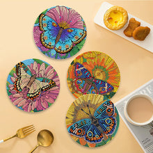 Load image into Gallery viewer, 4pcs DIY Diamond Dot Kits Butterfly Diamond Painting Placemats Projects for Beginners