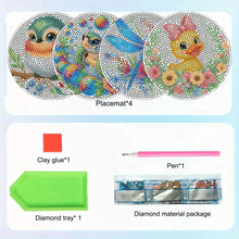 Load image into Gallery viewer, 4pcs DIY Diamond Dot Kits Animals Diamond Painting Placemats Projects for Beginners