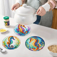 Load image into Gallery viewer, 4pcs DIY Diamond Dot Kits Seahorses Diamond Painting Placemats Projects for Beginners