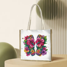 Load image into Gallery viewer, 5D Diamond Painting Handbag DIY Linen Shopping Storage Bag (Flower Slippers)