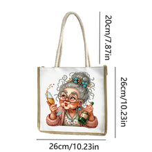 Load image into Gallery viewer, 5D Diamond Painting Handbag DIY Linen Shopping Storage Bag for Women (Old Lady)