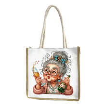 Load image into Gallery viewer, 5D Diamond Painting Handbag DIY Linen Shopping Storage Bag for Women (Old Lady)