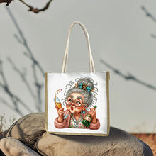 Load image into Gallery viewer, 5D Diamond Painting Handbag DIY Linen Shopping Storage Bag for Women (Old Lady)