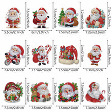 Load image into Gallery viewer, 12Pcs Christmas Diamond Painting Keychain Rhinestone Painting Keychain Pendant