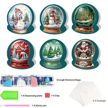 Load image into Gallery viewer, Diamond Art Greeting Cards Congratulations Cards & Gifts (6pcs Xmas Snow Globe)