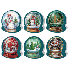 Load image into Gallery viewer, Diamond Art Greeting Cards Congratulations Cards & Gifts (6pcs Xmas Snow Globe)