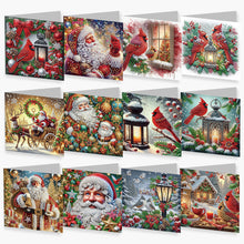 Load image into Gallery viewer, DIY Diamond Art Greeting Cards Congratulations Cards & Gifts (12pcs Christmas)