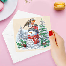 Load image into Gallery viewer, Diamond Art Greeting Cards Congratulations Cards & Gifts (10pcs Winter Snowman)
