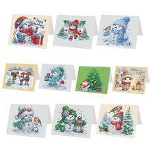 Load image into Gallery viewer, Diamond Art Greeting Cards Congratulations Cards & Gifts (10pcs Winter Snowman)