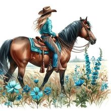 Load image into Gallery viewer, Diamond Painting - Full Round - Horseback Cowboy Girl (40*40CM)