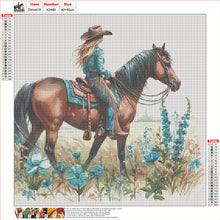 Load image into Gallery viewer, Diamond Painting - Full Round - Horseback Cowboy Girl (40*40CM)