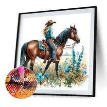 Load image into Gallery viewer, Diamond Painting - Full Round - Horseback Cowboy Girl (40*40CM)